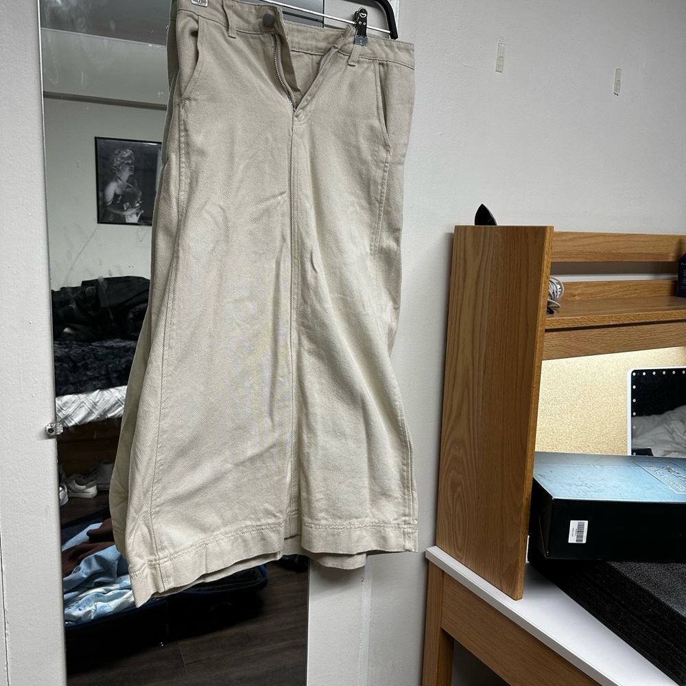 Cream maxi denim skirt